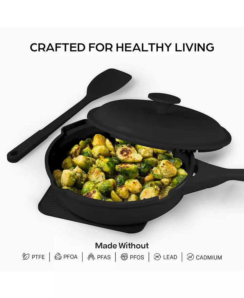 GraniteStone Zuka Ceramic 1.25 Qt. Ceramic 10 in 1 Nonstick Multi-Functional Saute Pan with Lid, Nylon Spoon 3