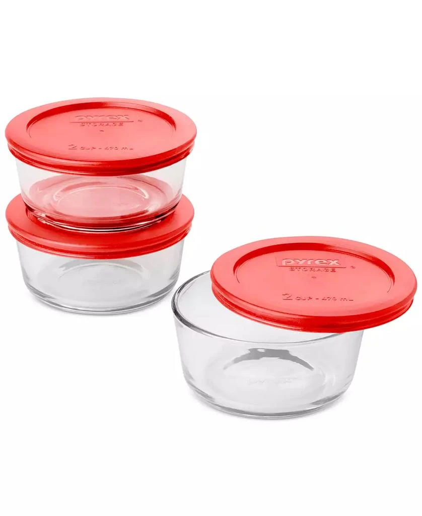 Pyrex 2-Cup Round Glass Storage Containers, 3-Pack 2