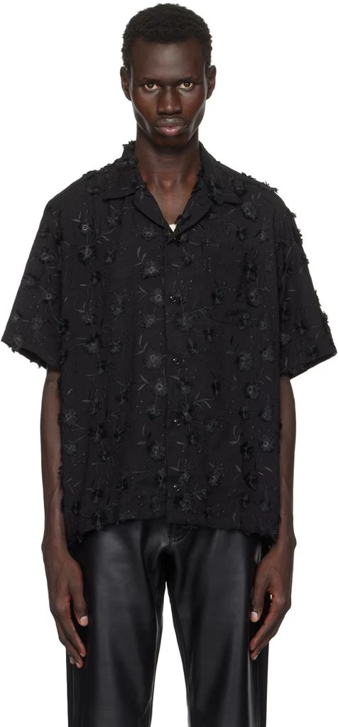 CMMN SWDN Black Ture Embroidered Floral Shirt 1