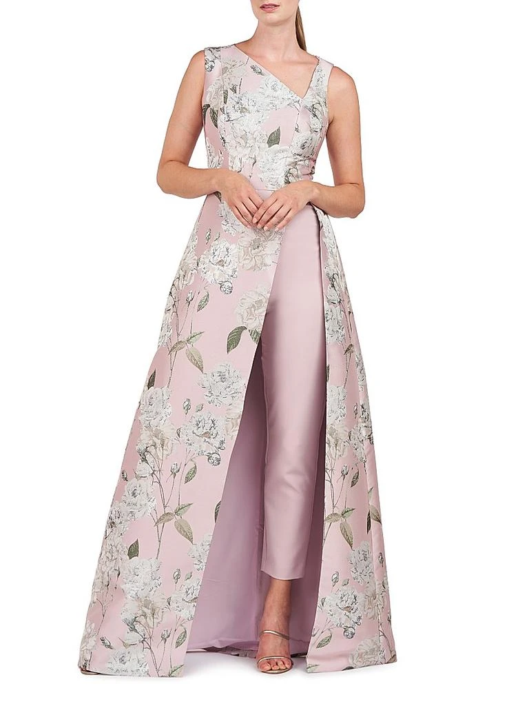 Kay Unger Bennet Floral Jacquard Walk-Thru Jumpsuit 2