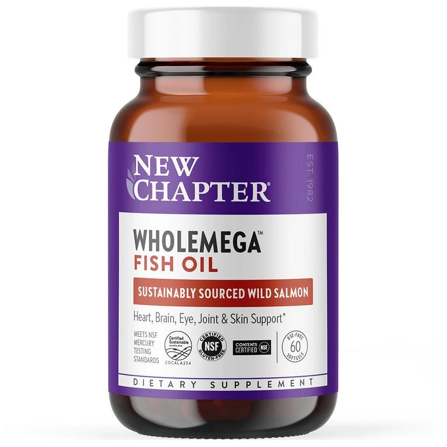 New Chapter Wholemega Fish Oil, Wild Alaskan Salmon Oil, Softgels 1