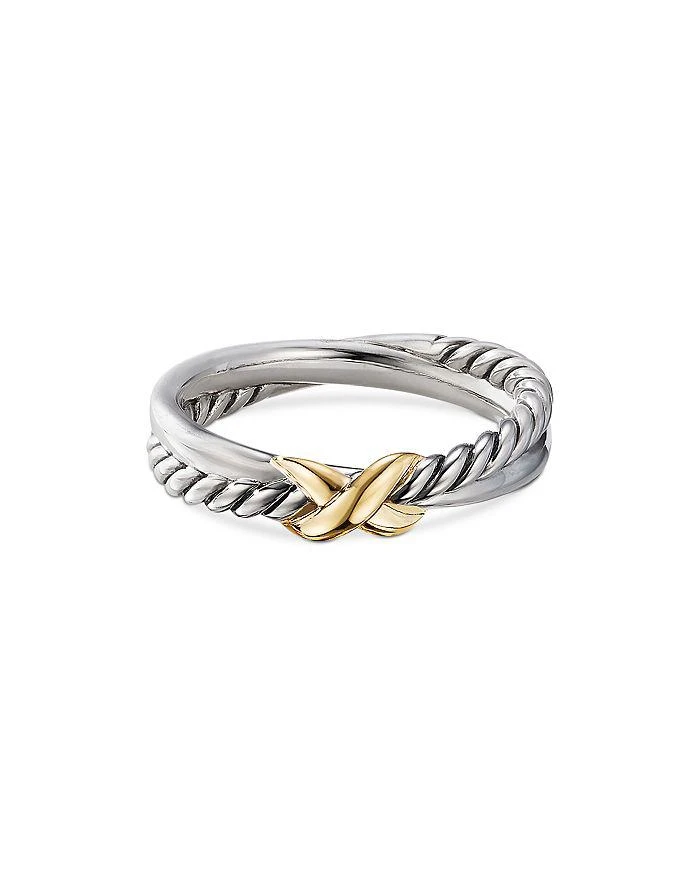 David Yurman Petite X Ring in Sterling Silver with 18K Yellow Gold, 4mm