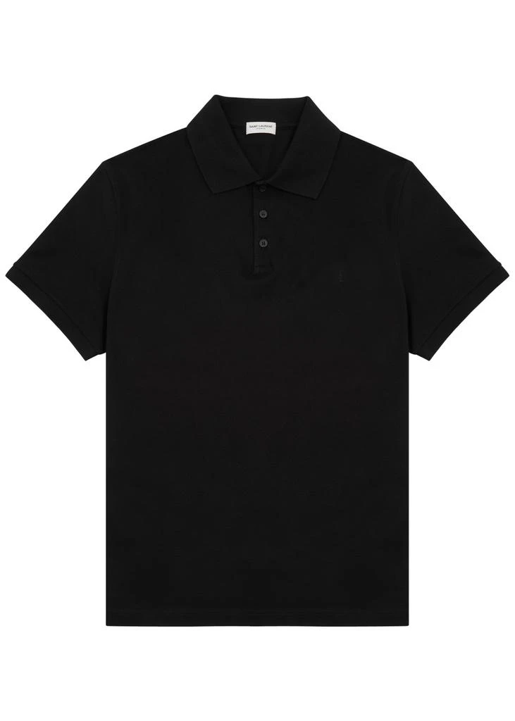 Yves Saint Laurent Logo-embroidered piqué cotton polo shirt 1
