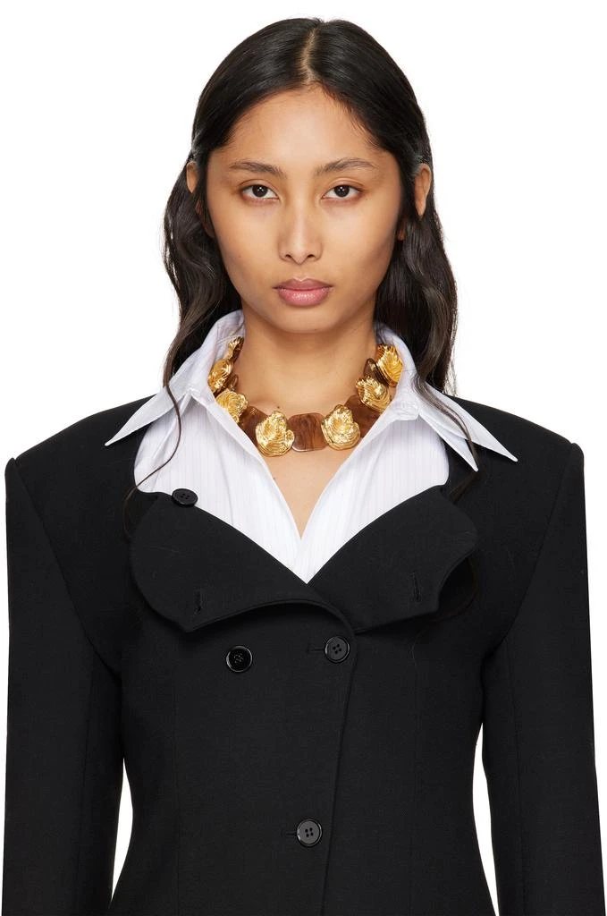 Recto Gold & Brown Ibiza Formica Bold Necklace 2