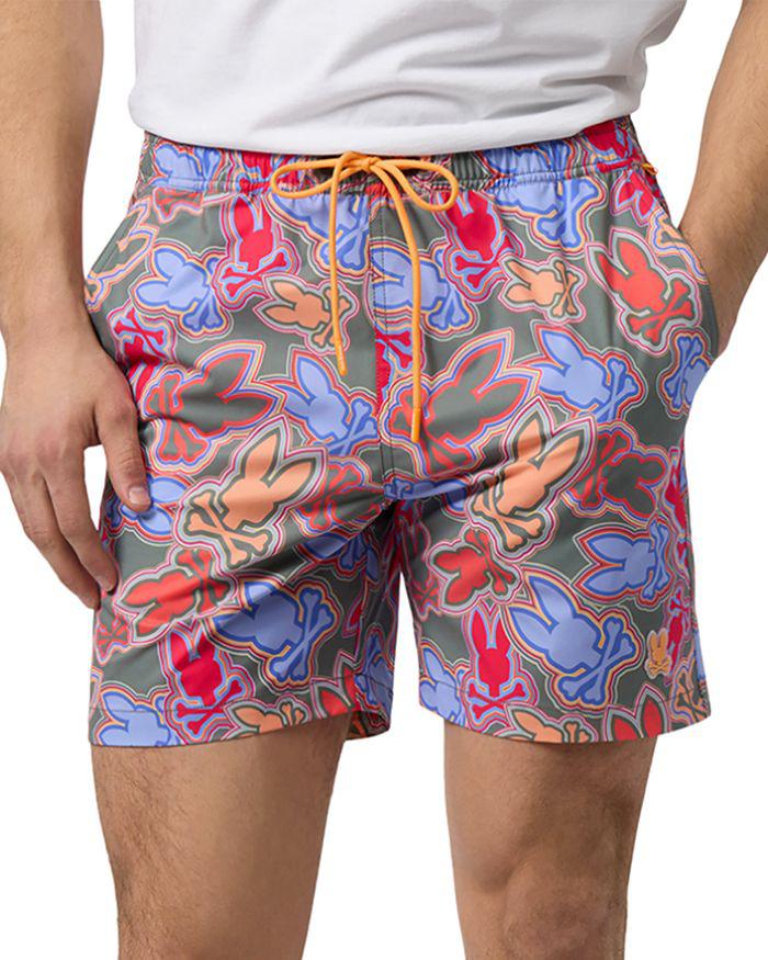 Psycho Bunny Jackson Printed Drawstring 5.75" Swim Trunks