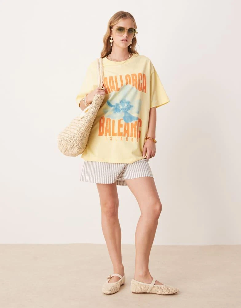 ASOS ASOS DESIGN oversized t-shirt with Mallorca graphic in yellow 4