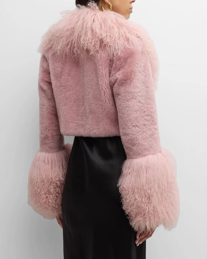 Gorski Cashmere Goat Fur Crop Bolero Jacket with Mongolian Goat Fur Collar and Cuffs 7