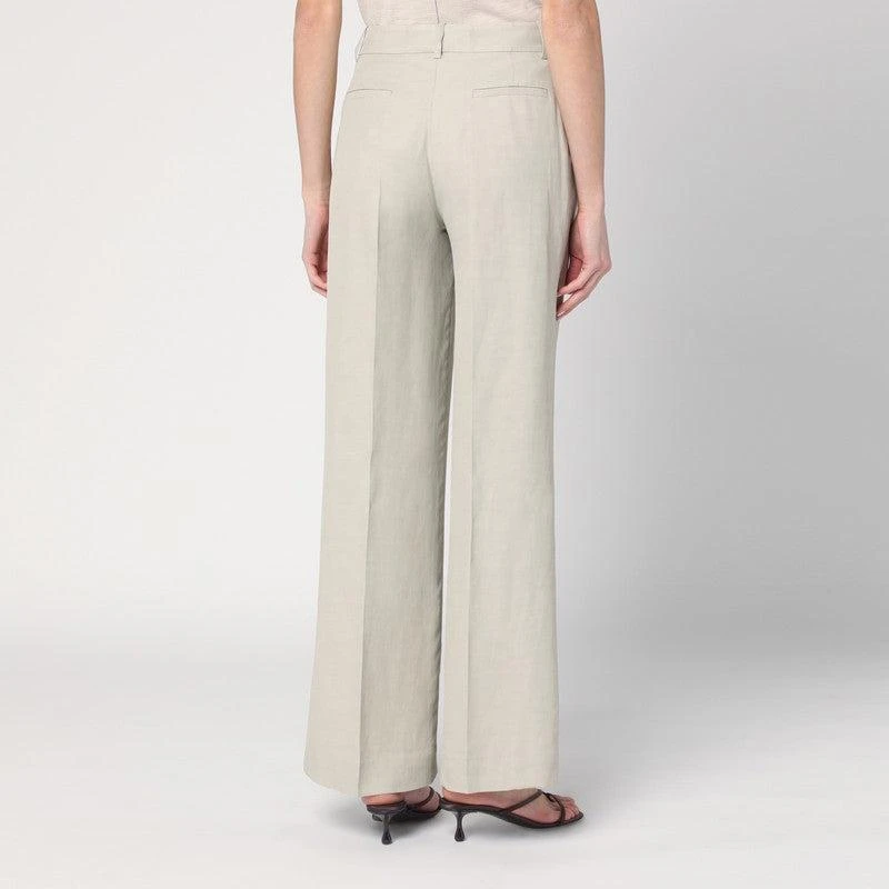 Parosh P.A.R.O.S.H. Women's Palazzo Trousers Greige In Linen Blend 2