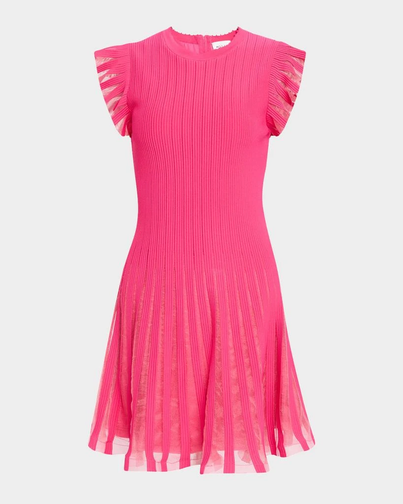 Milly Sheer Flutter-Sleeve Knit Dress 1