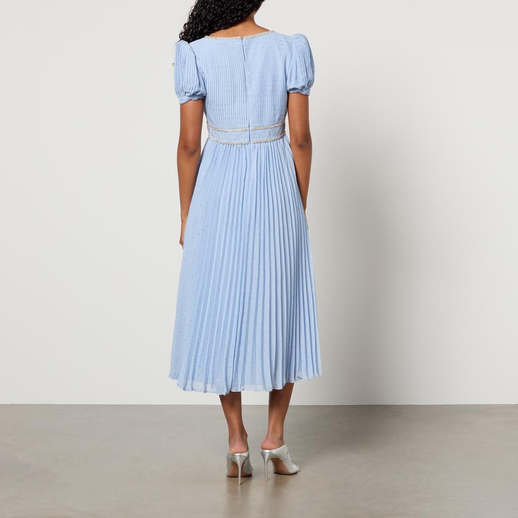 Self Portrait Fil-Coupe Pleated Chiffon Midi Dress