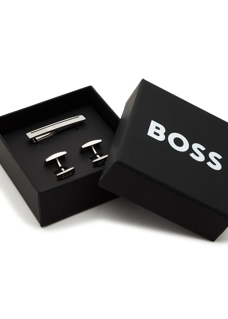 Hugo Boss Logo-engraved tie pin and cufflink set 3