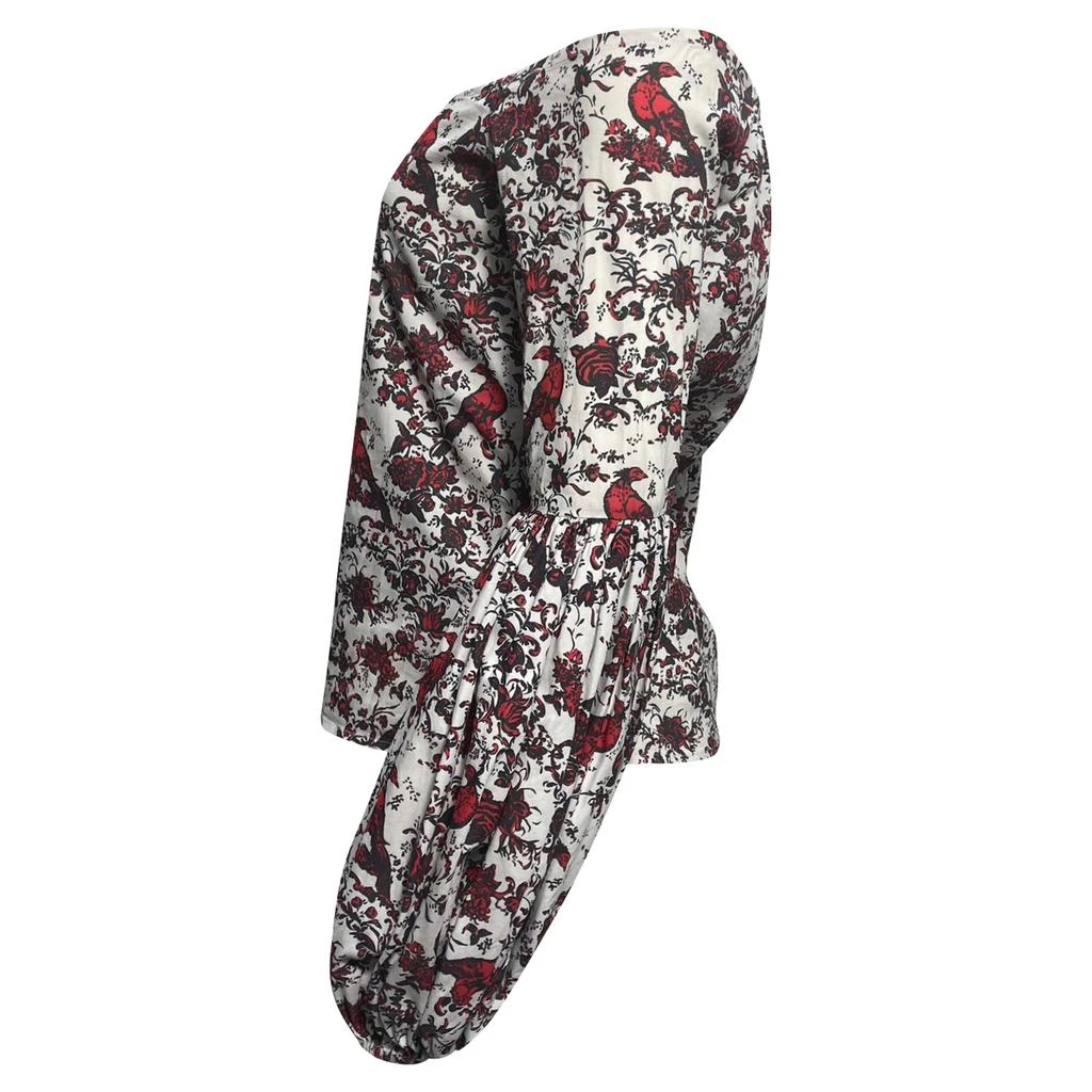 CAROLINE CONSTAS Gisele Printed Blouse in Red Cotton 3