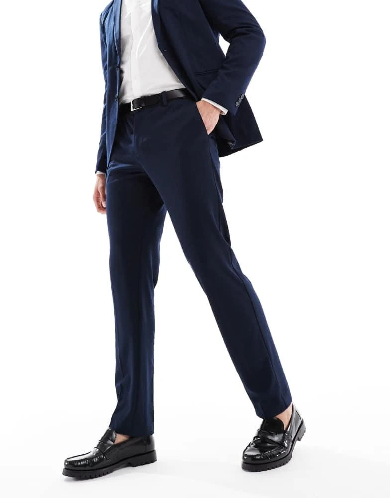 Jack & Jones Jack & Jones slim fit jersey suit trouser in navy 3