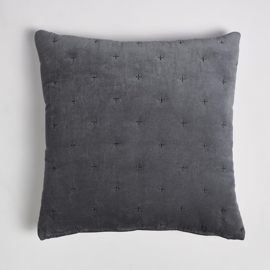 in homeware Cotton Velvet Cushion - Dark Grey - 50x50cm