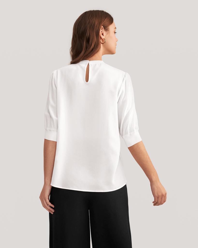 LILYSILK Elegant Casual Silk Tee With Rib Cuff for Women