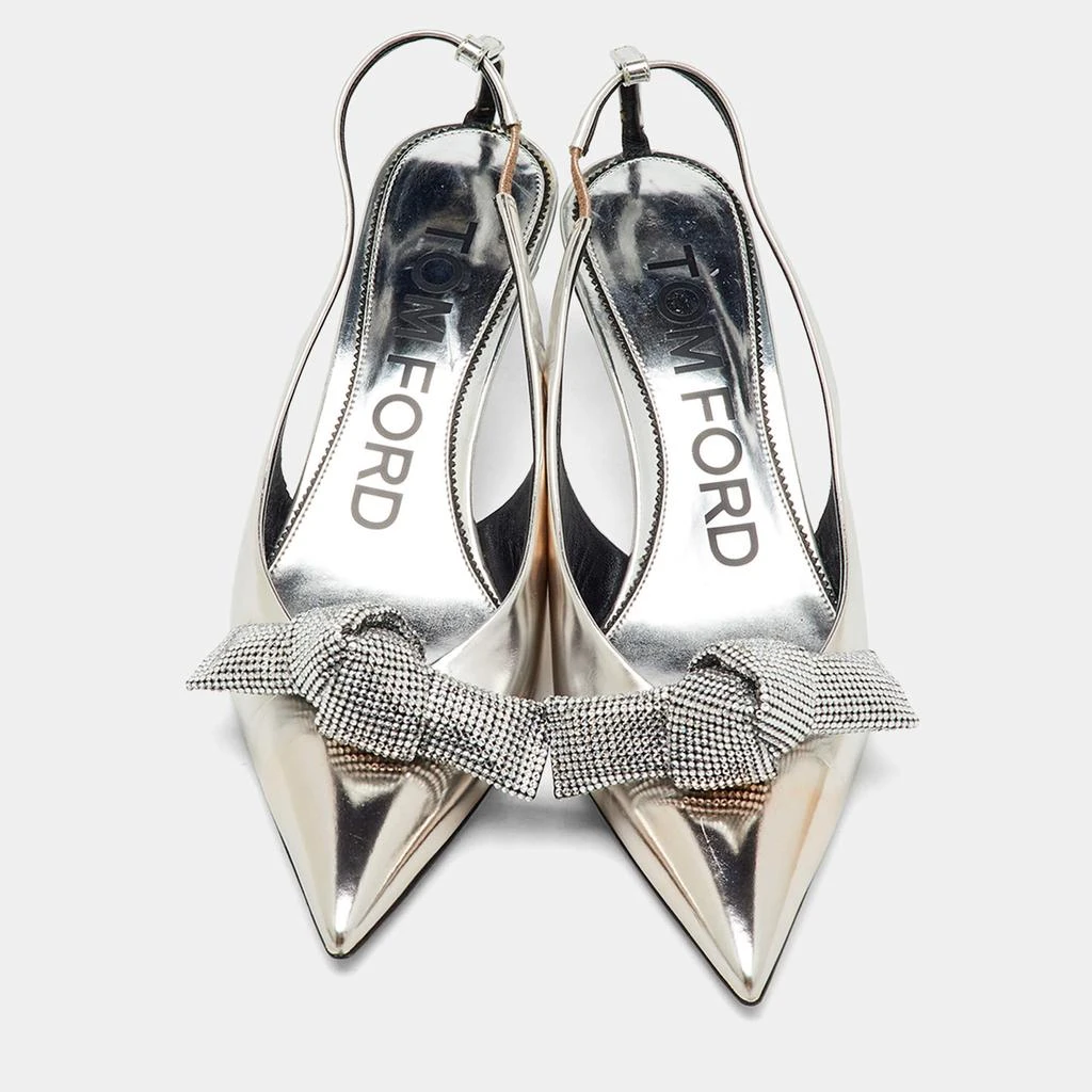 Tom Ford Tom Ford Silver Leather Embellished Bow Slingback Pumps Size 37.5 3