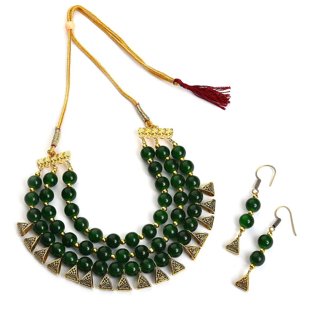 SOHI Gold Plated Stone Designer Necklace Set