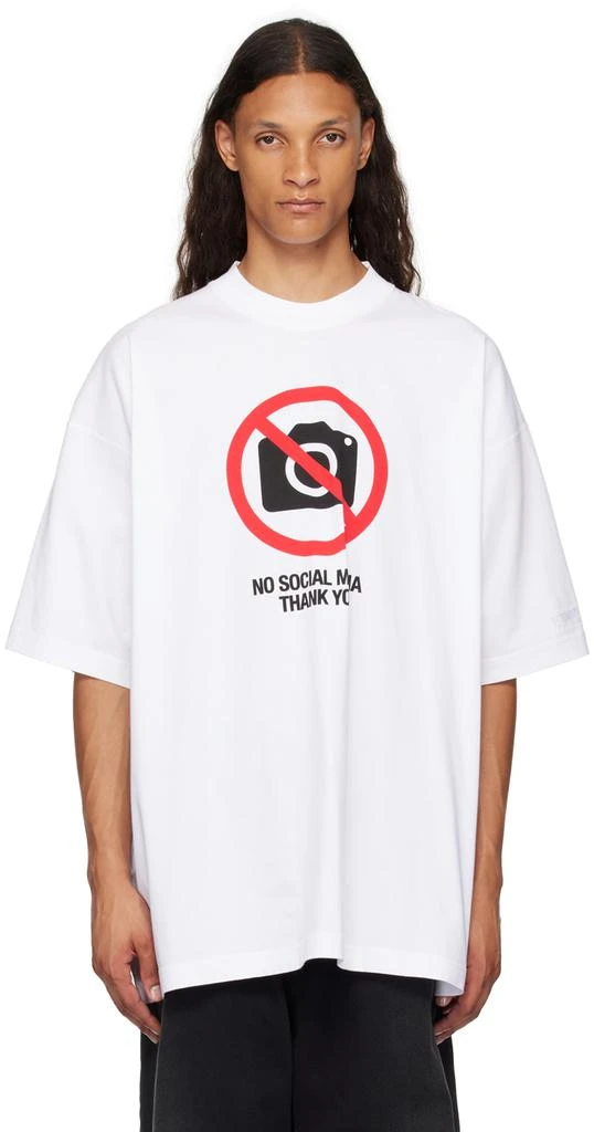 Vetements White 'No Social Media' T-Shirt 1