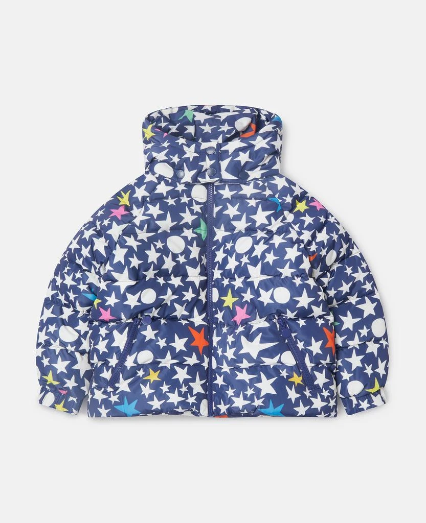 Stella McCartney Stella McCartney - Star Print Hooded Puffer Coat, Blue/Multicolour, Size: 6 1