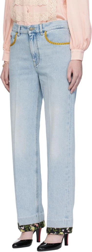 Valentino Blue Embroidered Denim Jeans 4