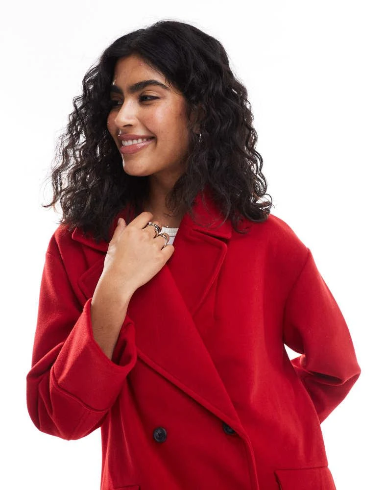 Stradivarius Stradivarius oversized soft touch coat in red 3