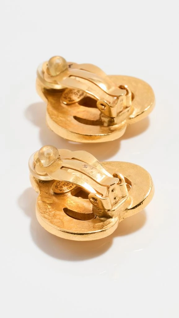 What Goes Around Comes Around Chanel Gold CC On Heart Earrings 3
