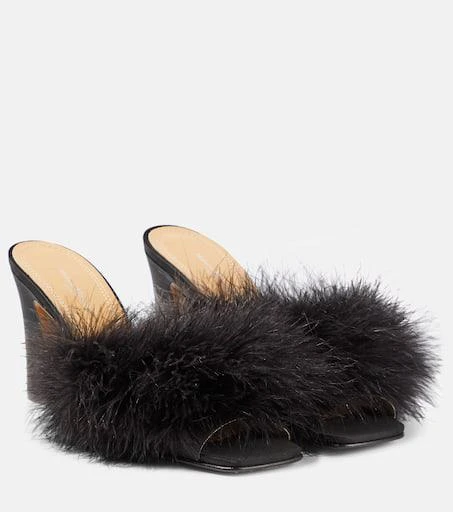 MAISON MARGIELA Feather-embellished mules 1