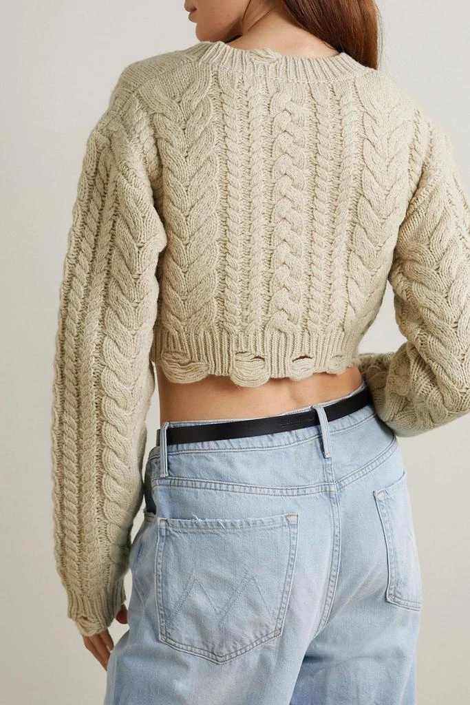 R13 Cropped distressed cable-knit wool sweater 3