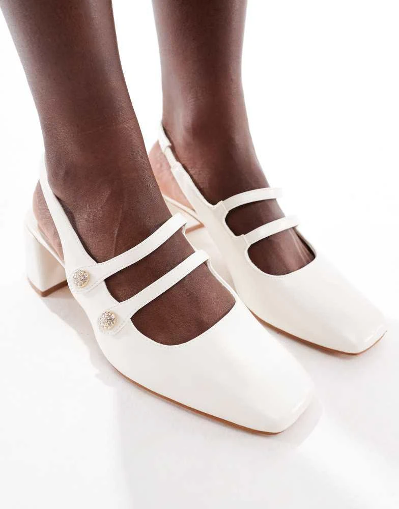 Stradivarius Stradivarius heeled mary jane in white 3