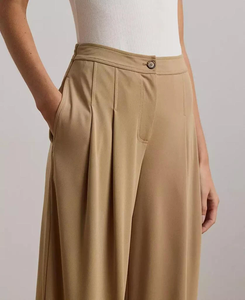 Ralph Lauren Women's Pleated Stretch Jersey Wide-Leg Pants, Regular & Petite 4