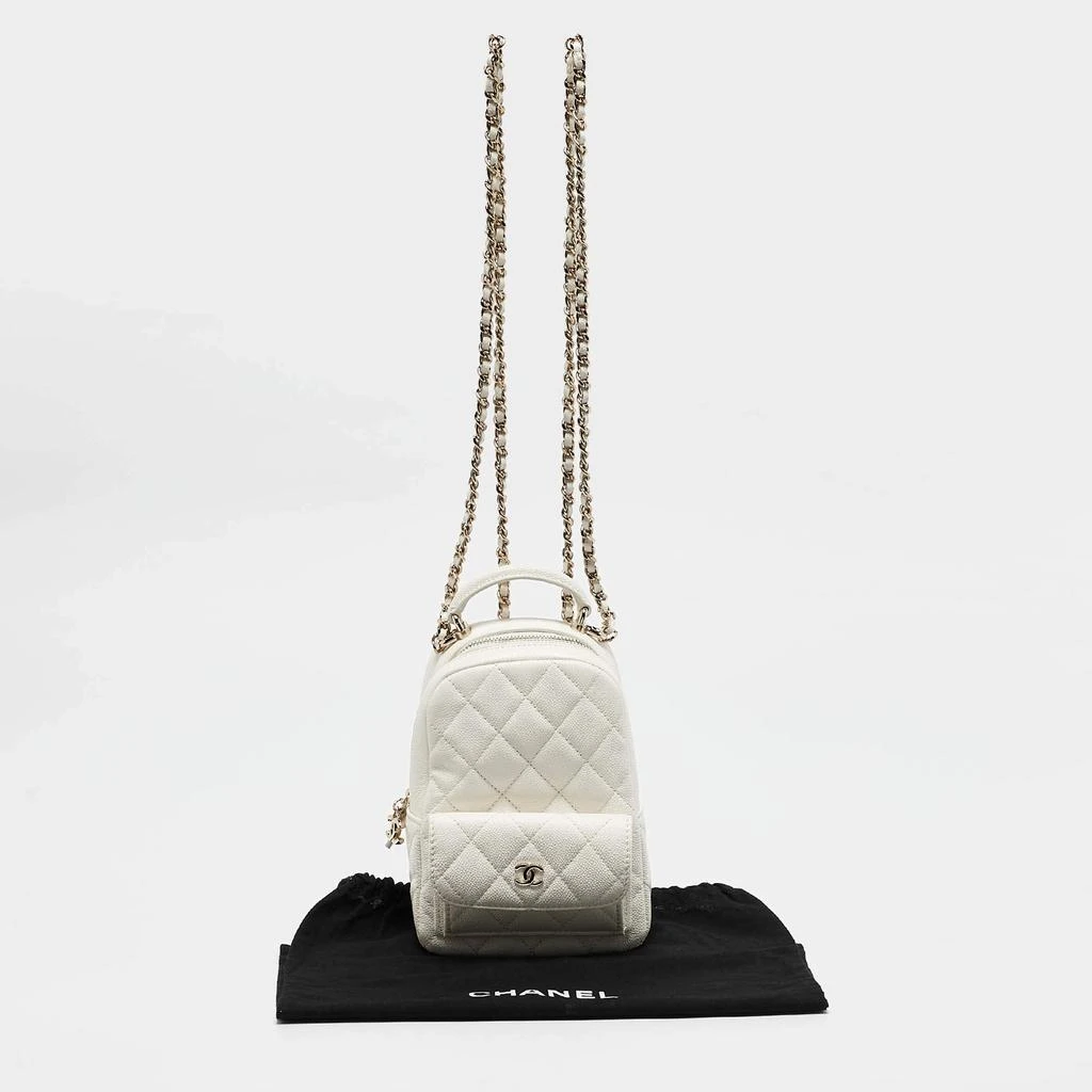 Chanel Chanel White Quilted Caviar Leather Mini CC Classic Backpack 12