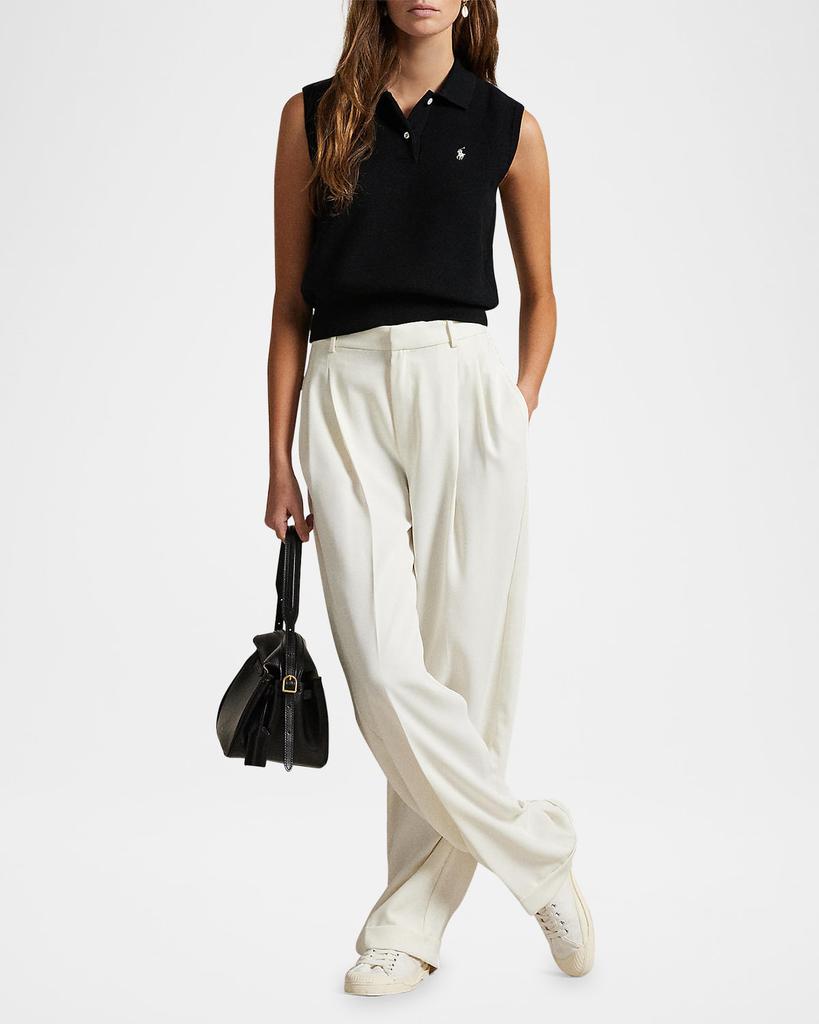 Ralph Lauren Cotton Cropped Sleeveless Polo Sweater