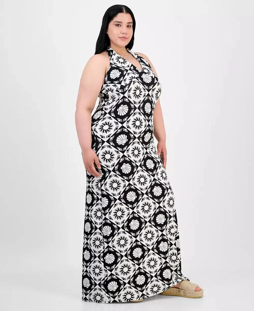 Derek Heart Trendy Plus Size Mixed-Print Halter Maxi Dress 5