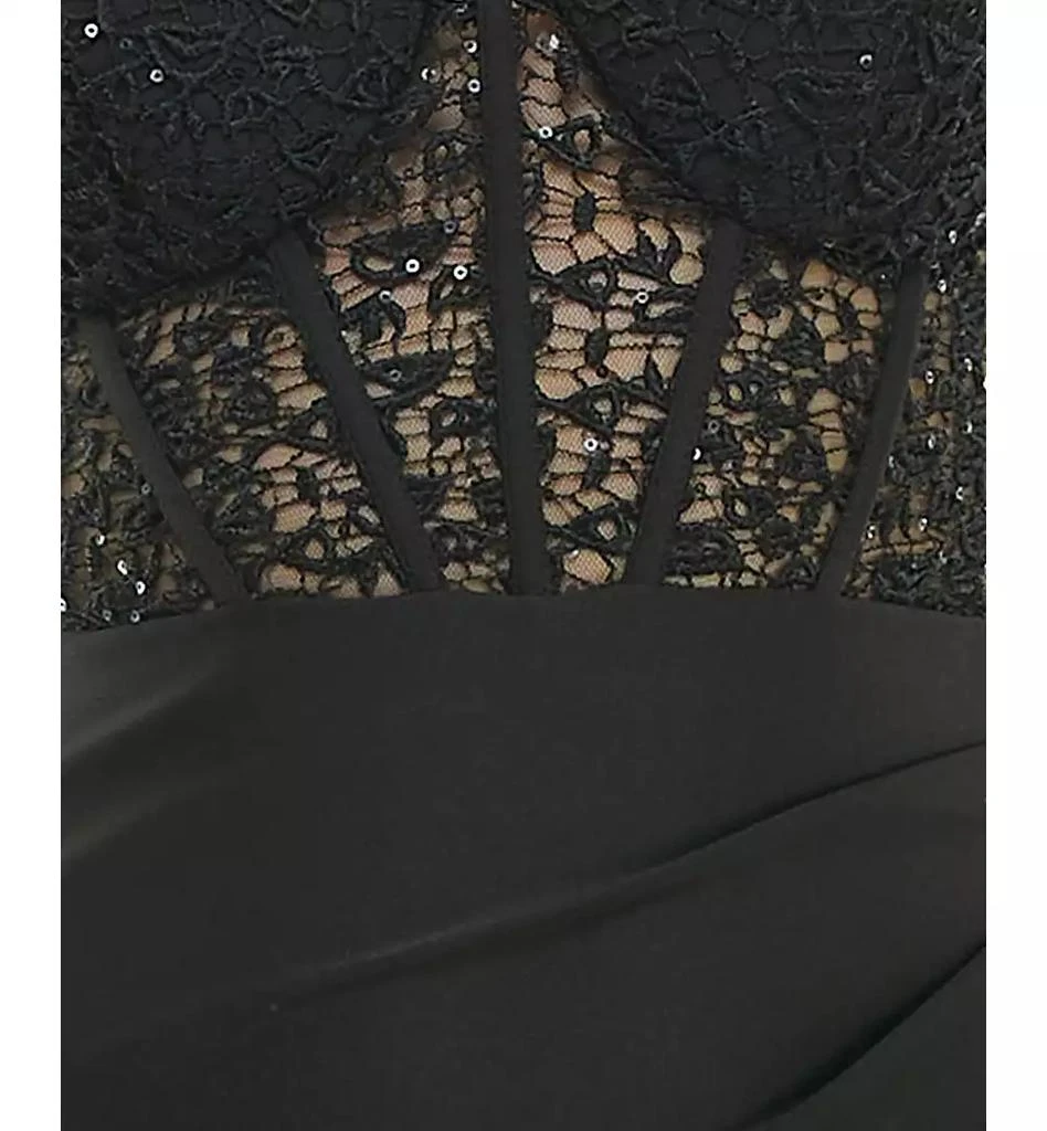 B Darlin Juniors' Strappy Sequinned-Lace Illusion-Corset Maxi Dress 6