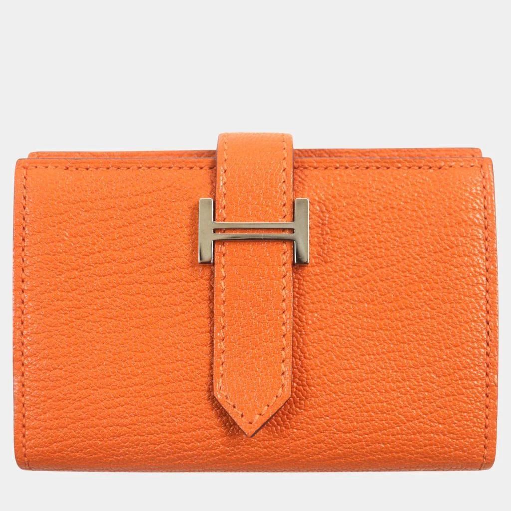 Hermes Hermes Bearn Mini Orange Bi-fold Wallet 1