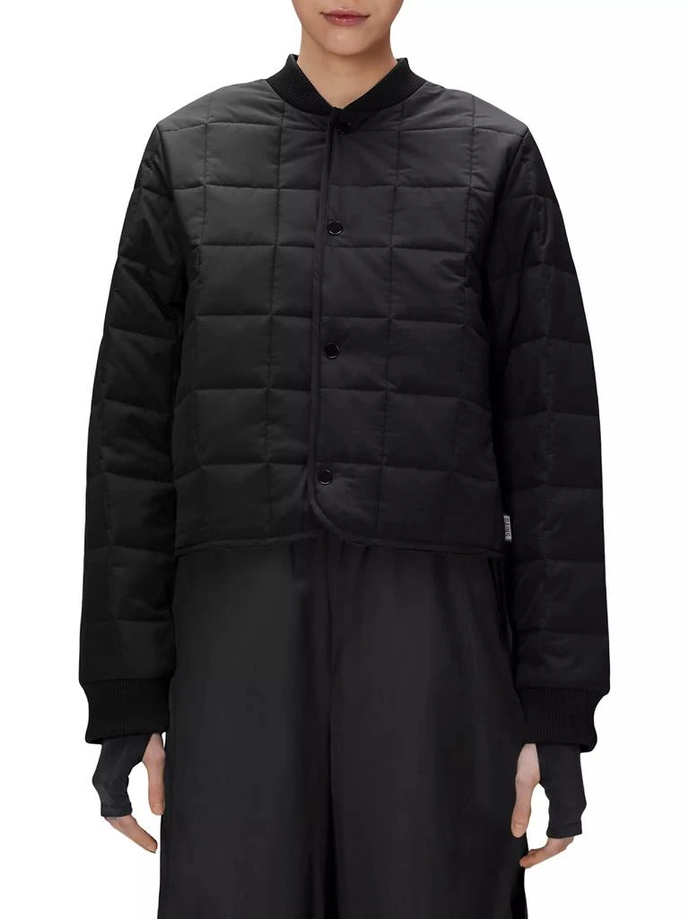 RAINS Drenched Quilted Ripstop Crop Bomber Jacket 3