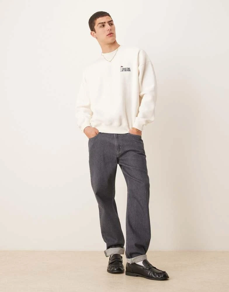 Abercrombie & Fitch Abercrombie & Fitch golf motif back sweat top in white 2