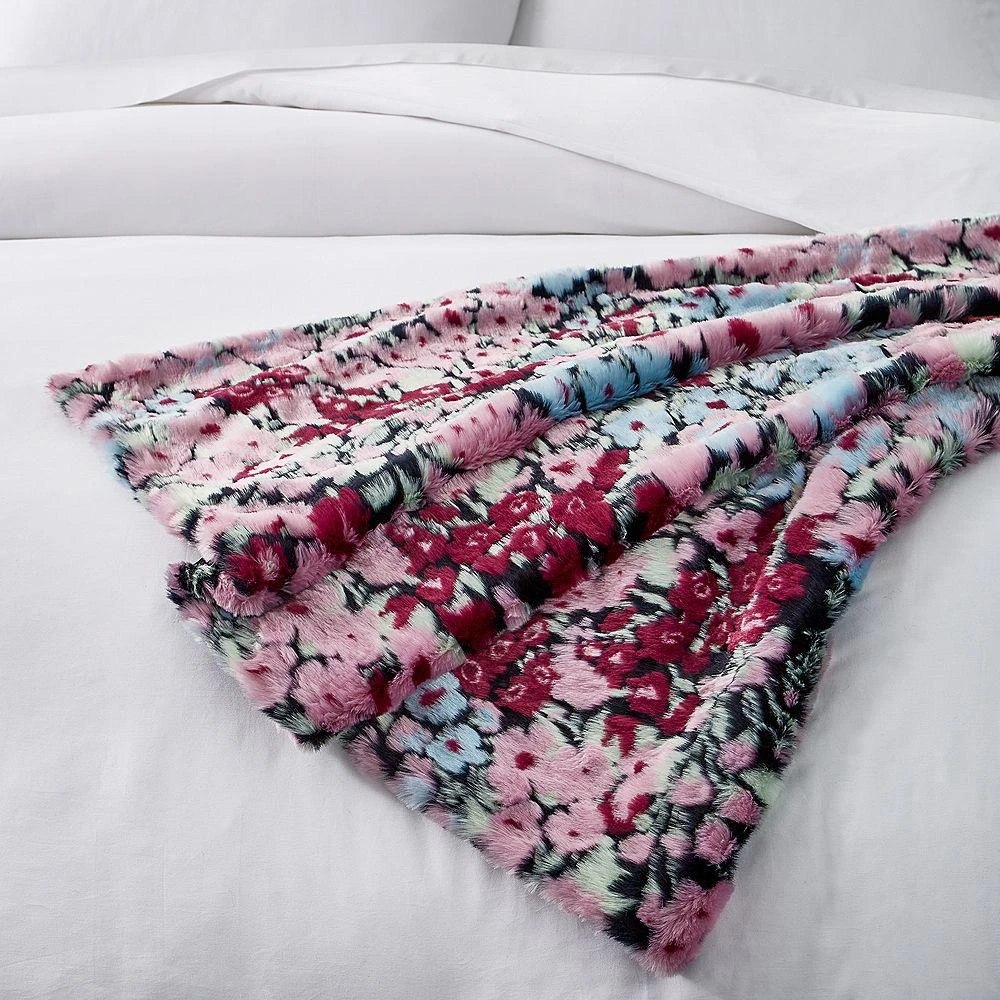 AQUA Floral Faux Fur Throw, 50" x 70" - Exclusive 3