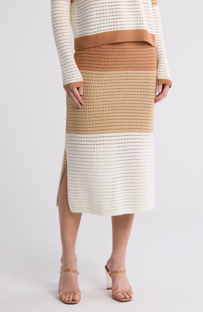 RACHEL Rachel Roy Colorblock Open Knit Skirt