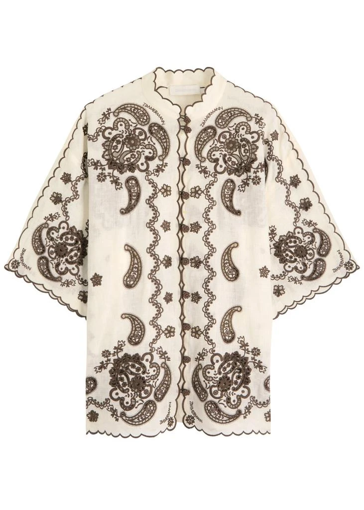 Zimmermann Ascension Embroidered linen shirt 1