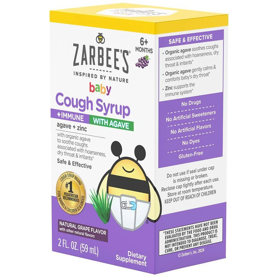 ZarBee's Naturals Baby Agave Cough Syrup + Immune, Natural Grape Natural Grape 6