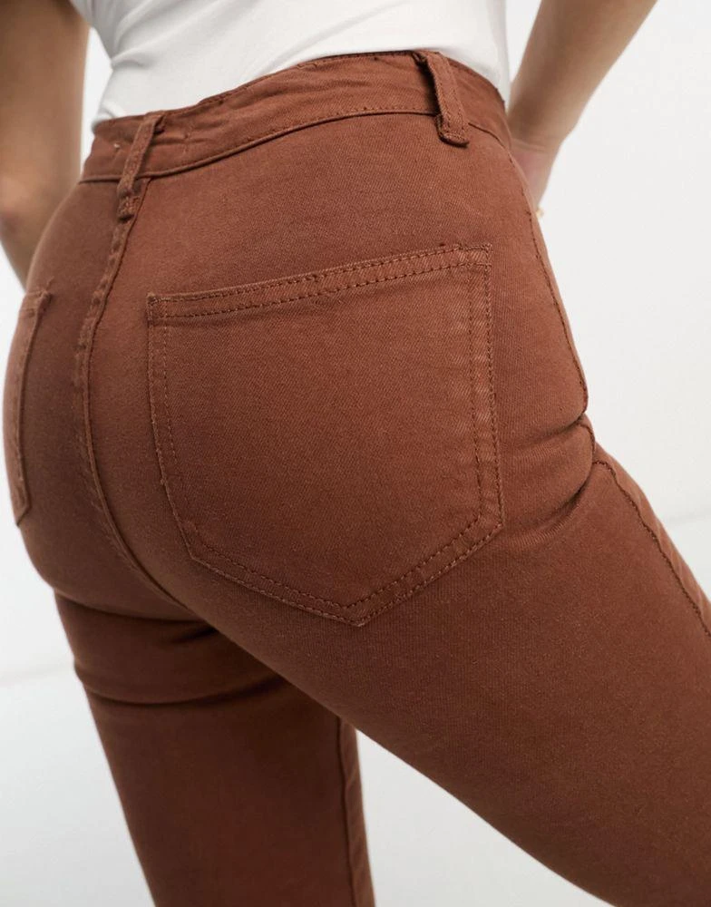 Don't Think Twice DTT Petite Bianca high waisted wide leg disco jeans in chocolate 2