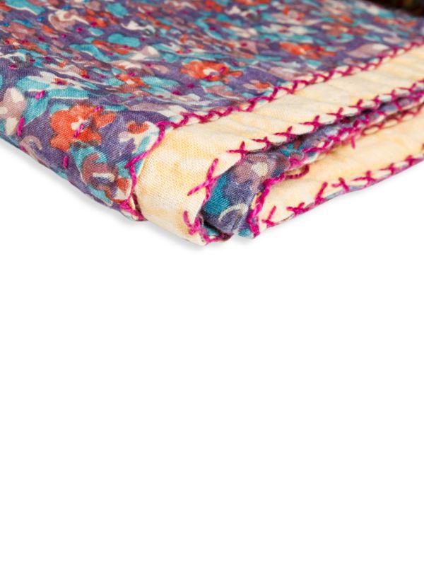 TAJ HOTEL Kantha Quilted Floral Patchwork Throw