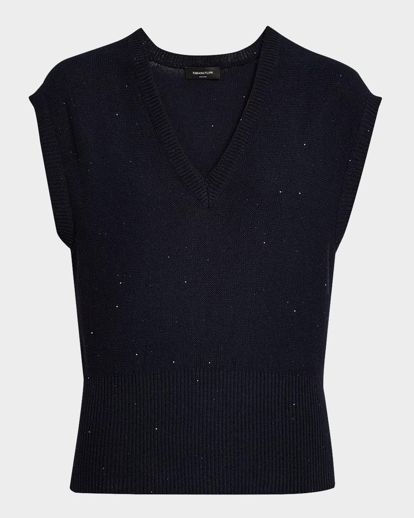 Fabiana Filippi Sequin Cotton-Linen Knit Vest