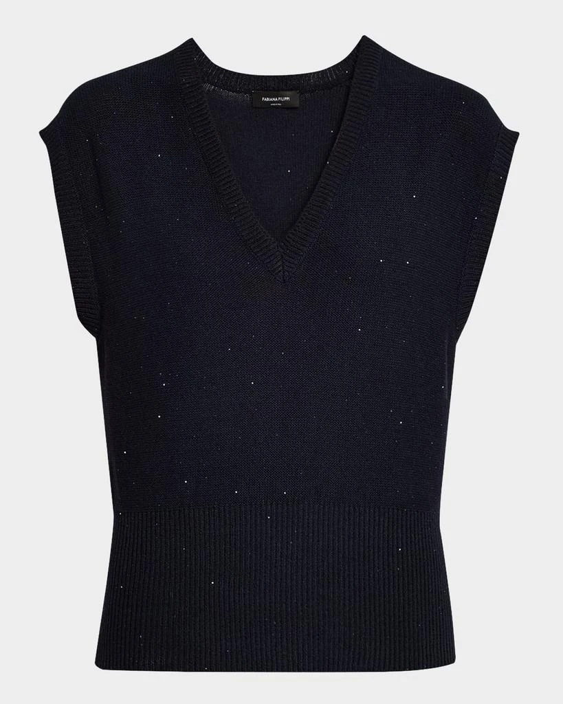 FABIANA FILIPPI Sequin Cotton-Linen Knit Vest 1