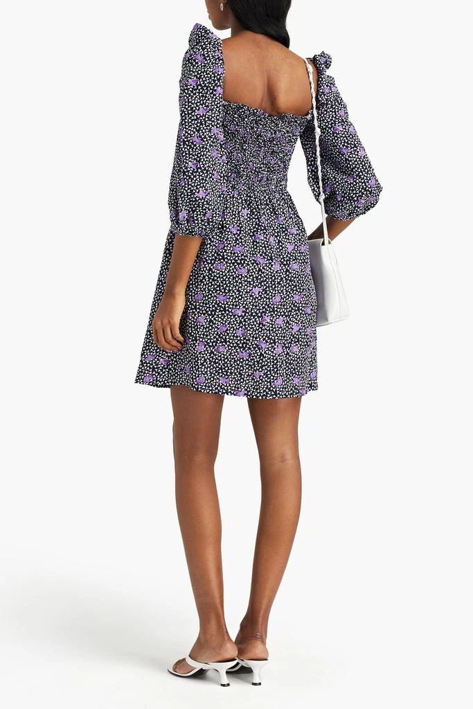 Maje Shirred floral-print crepe mini dress 3