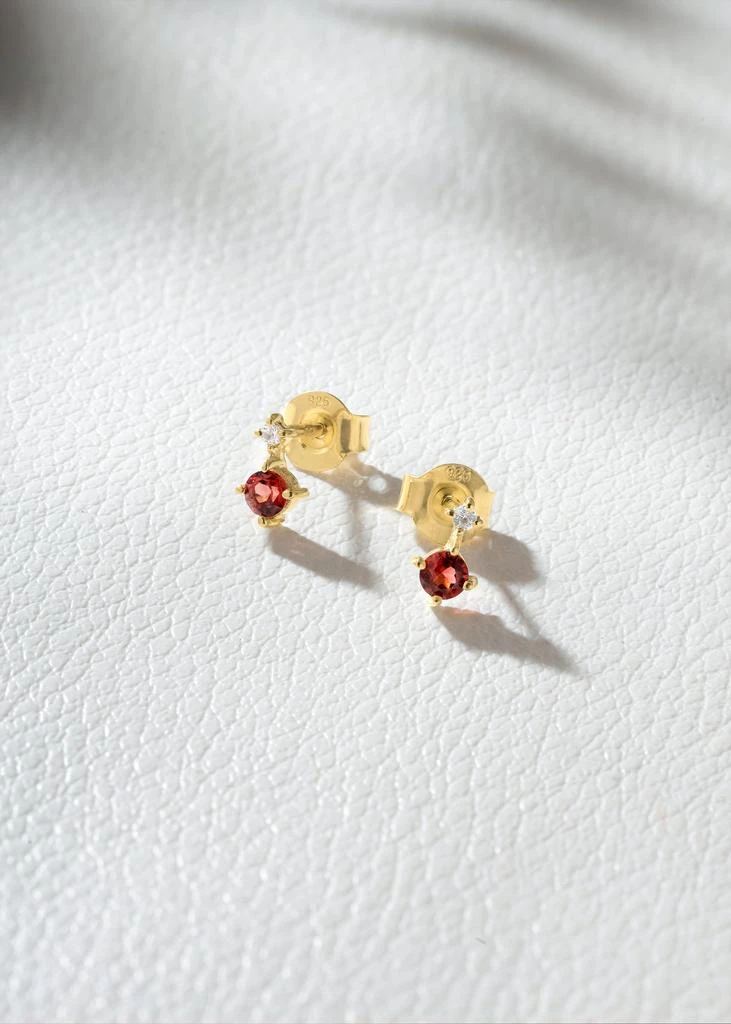 Tiramisu 14K Gold Plated Over 925 Sterling Silver Crimson Clarity Garnet Studs Earring 3