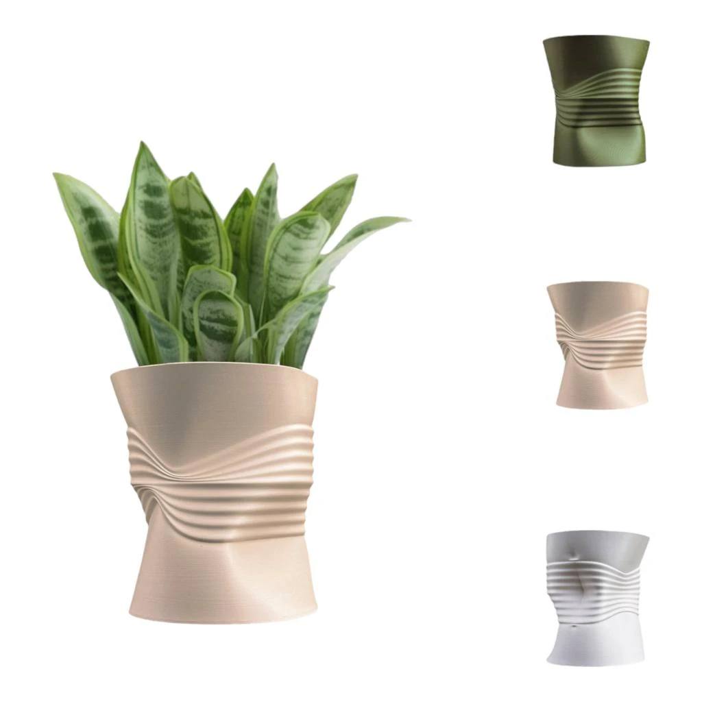 JONATHAN Y Brent MidCentury Modern Indoor Crushed Can Eco-Friendly 3D Printed Planter with Drainage 3