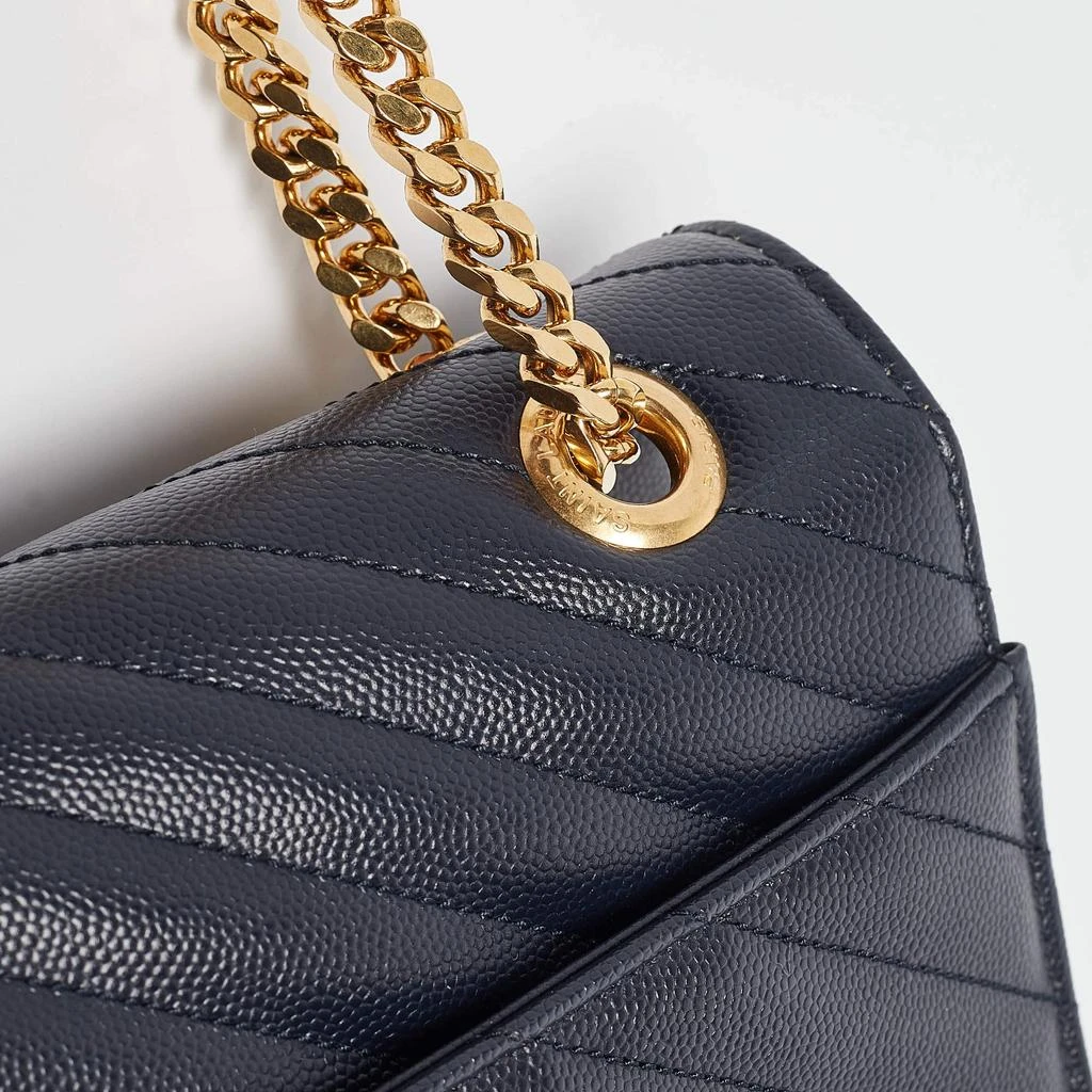 Yves Saint Laurent Saint Laurent Navy Blue Matelassé Leather Large Monogram Shoulder Bag 6