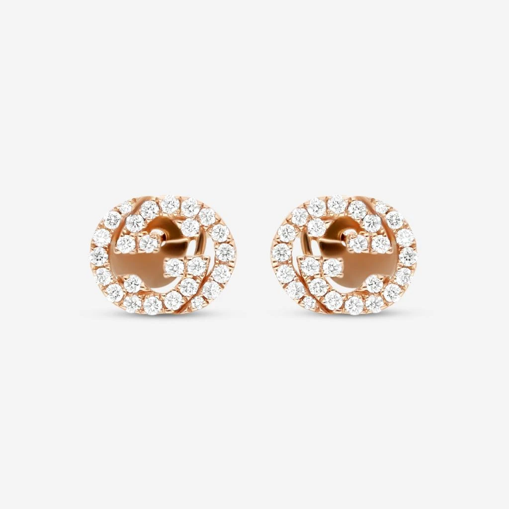Gucci Gucci Interlocking G 18K Rose Gold Diamond Stud Earrings YBD72940800100U-copy